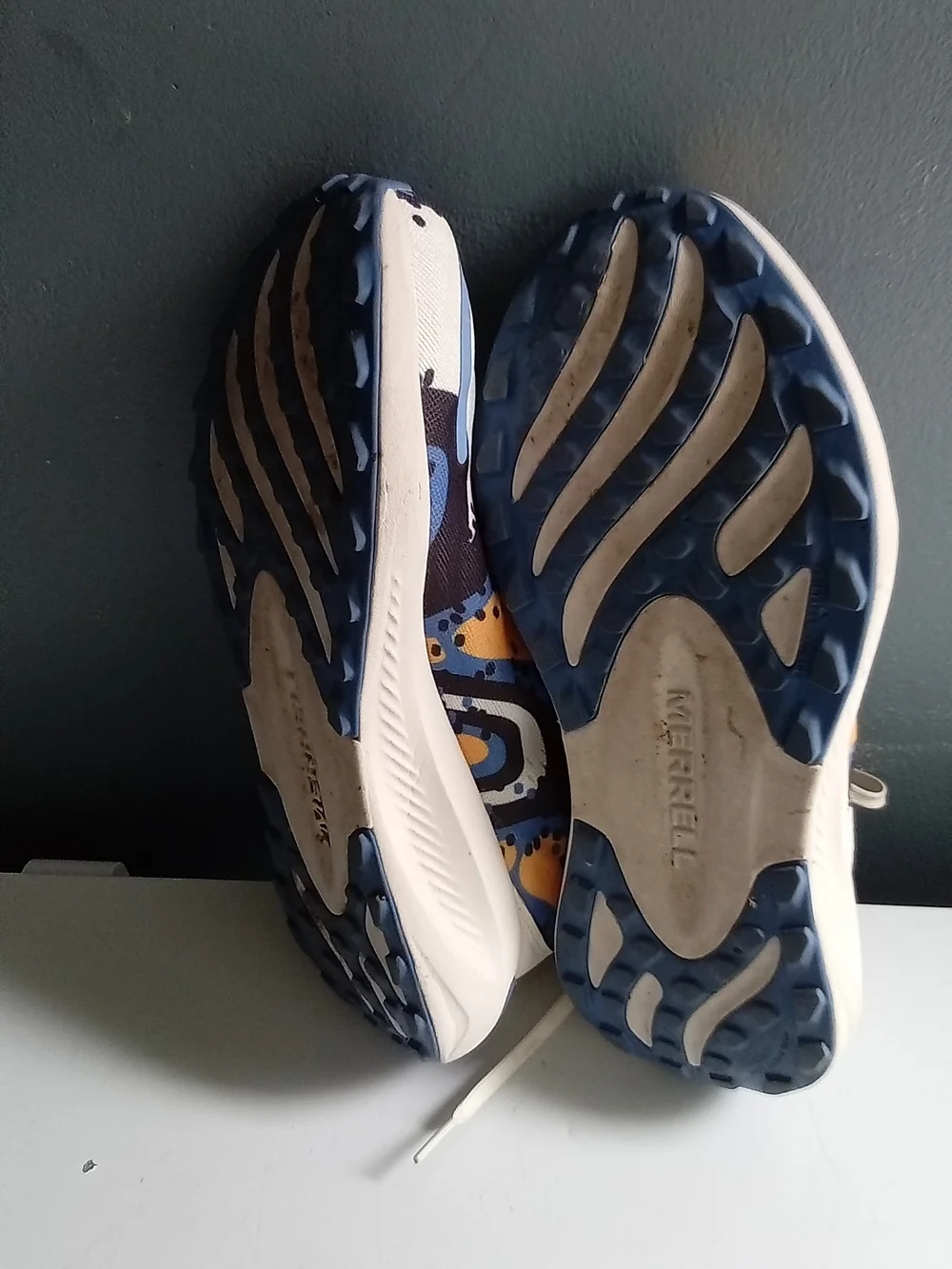Merrell Morphlite Trail‎ Running Shoes Multi Color Blue Orange Cream Mens 12
